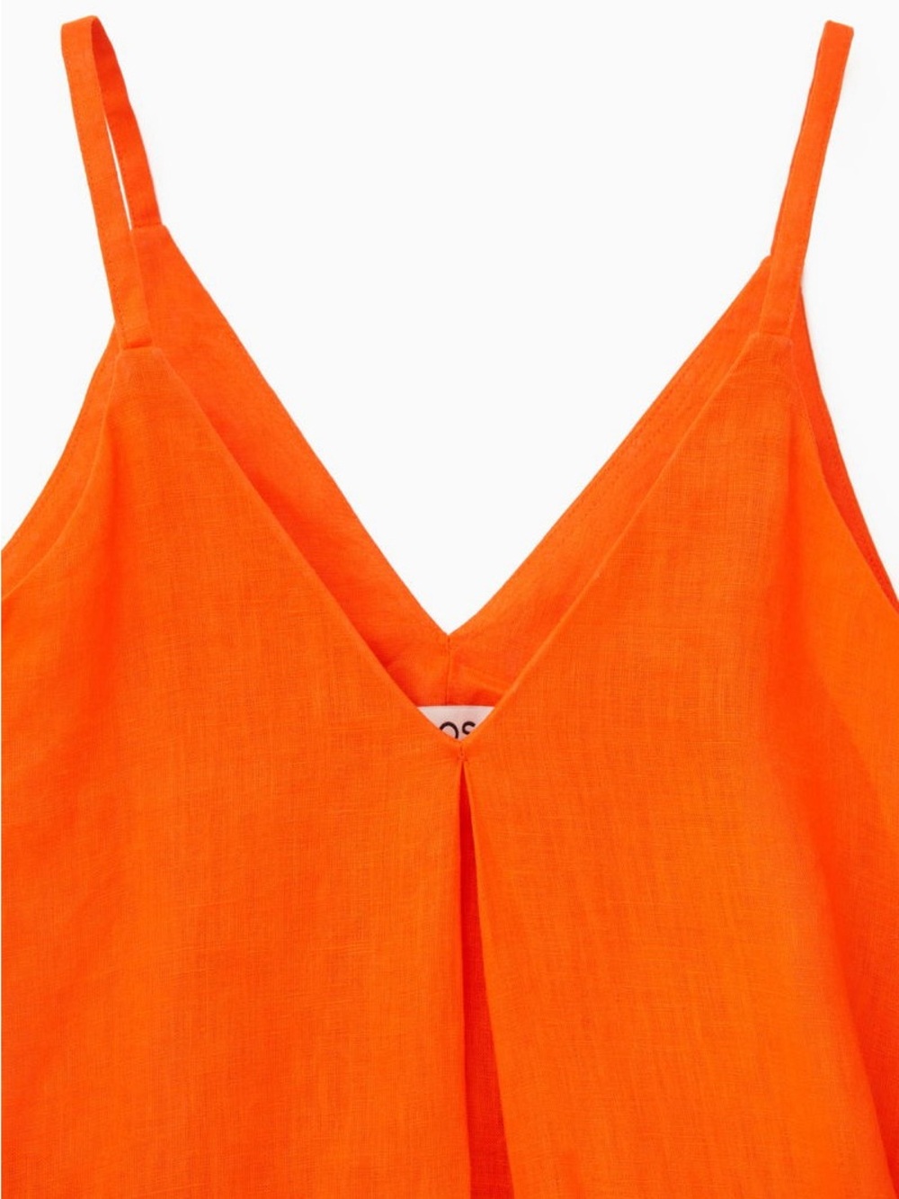 COS orange linen pleated V-neck midi dress - Picture 8 of 16